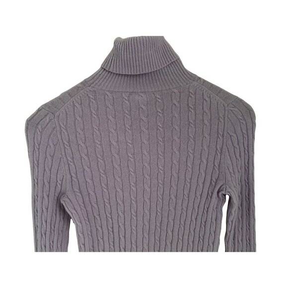 J.Crew XS Cable Knit Lavender Turtleneck Sweater Wool Cashmere Fitted Top - Picture 6 of 6